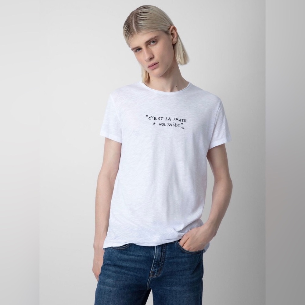 Zadig Voltaire Shirt Mens Small Toby Slub T Shirt White Minimalist Quiet Luxury